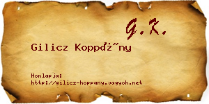 Gilicz Koppány névjegykártya